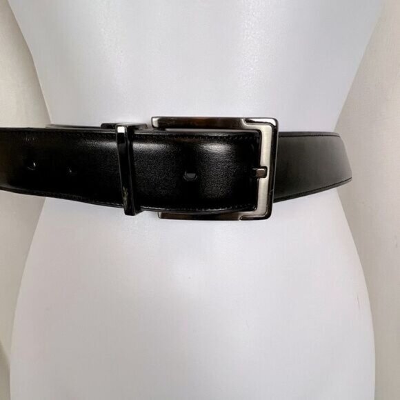 PERRY ELLIS MENS LEATHER BELT BLACK SIZE 50 - Picture 1 of 7